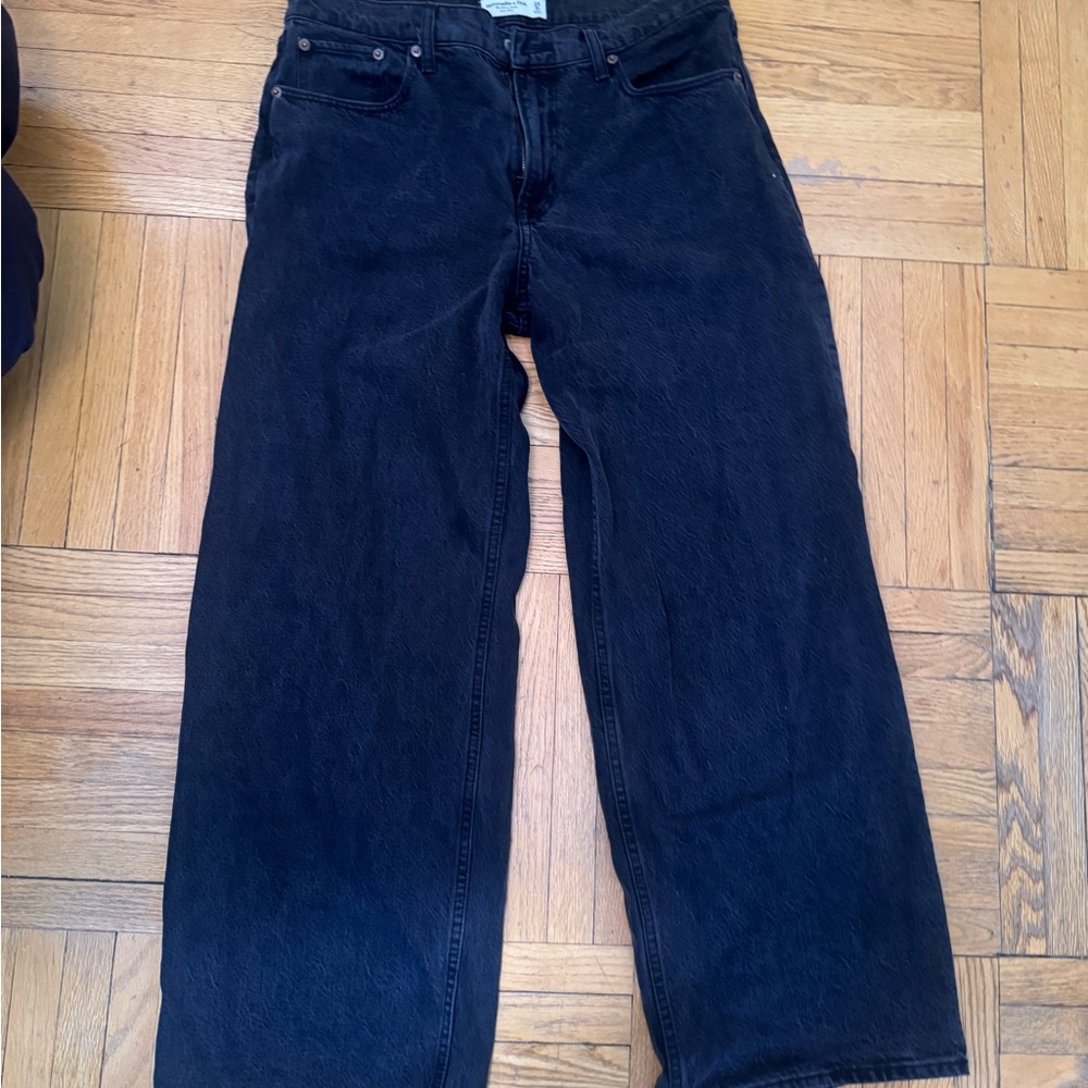 Abercrombie & Fitch Black Flare Wide Leg Jeans